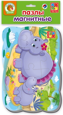 Мек магнитен пъзел весели картинки Хипопотамчета A5 31.5x18x0.4 см